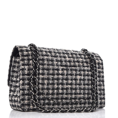 Chanel Tweed Medium Double Flap Black White 3 of 12