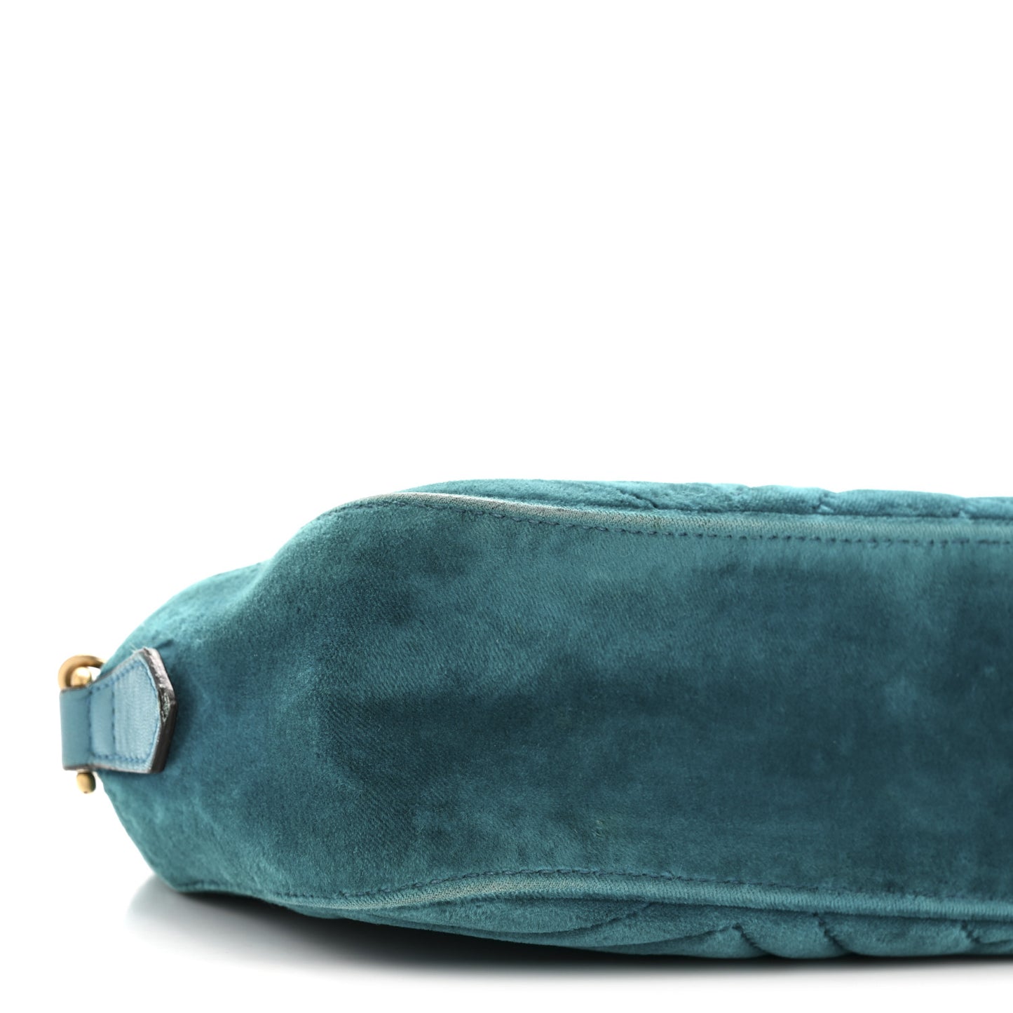 Velvet Matelasse Small GG Marmont Chain Shoulder Bag Pavone Cyan