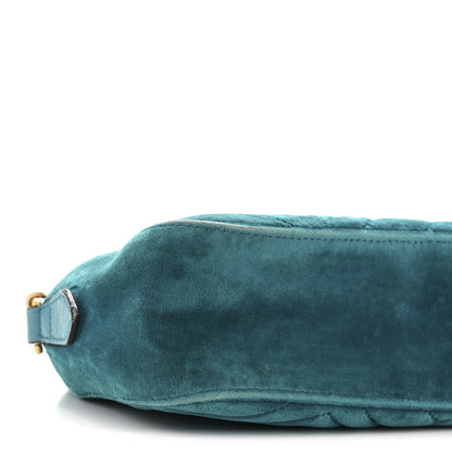 Gucci Velvet Matelasse Small GG Marmont Chain Shoulder Bag Pavone Cyan 9 of 12