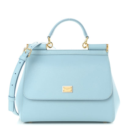 Dolce & Gabbana Dauphine Calfskin Miss Sicily Satchel Light Blue 1 of 9