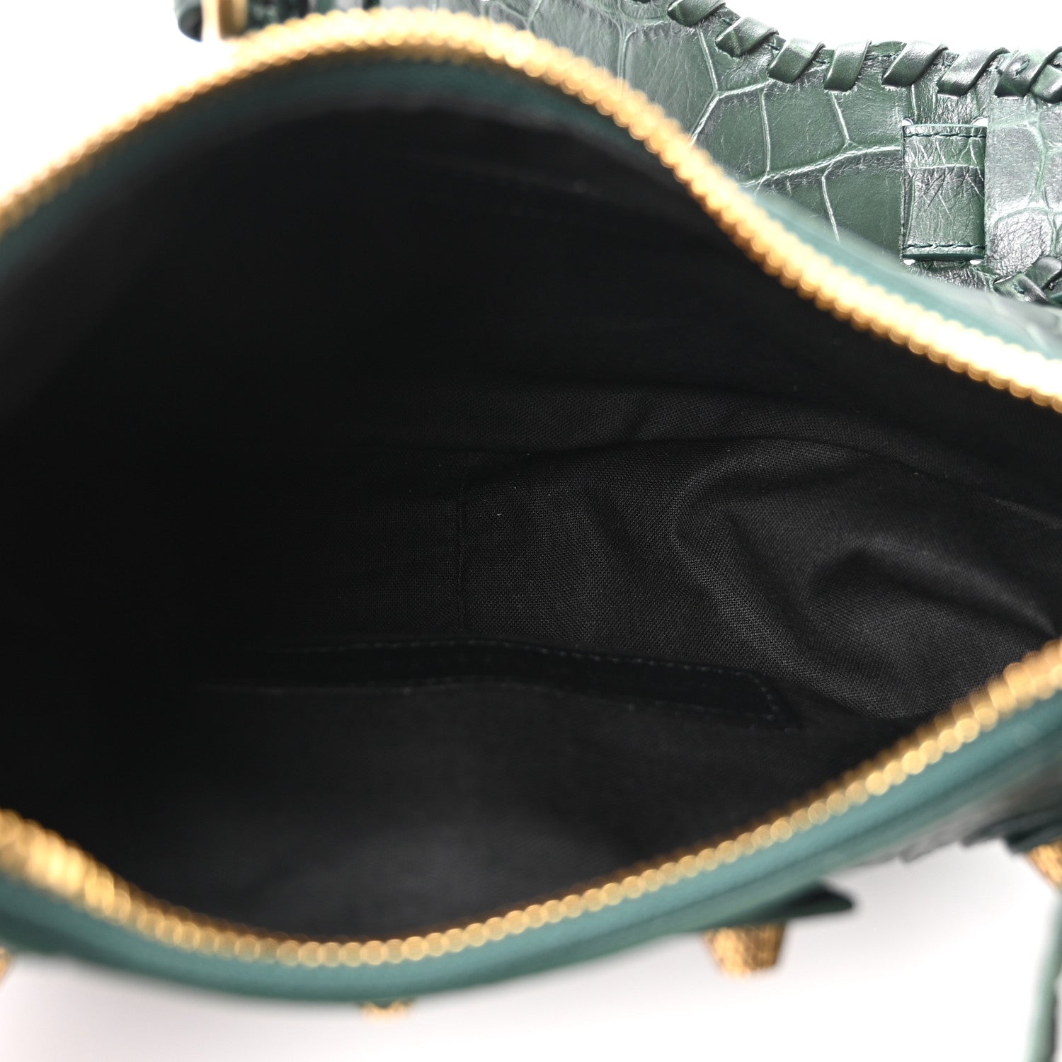 Balenciaga Extra Supple Calfskin Crocodile Embossed Le Cagole Shoulder Bag XS Forest Green 6 of 11