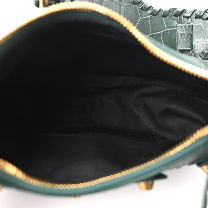 Balenciaga Extra Supple Calfskin Crocodile Embossed Le Cagole Shoulder Bag XS Forest Green 6 of 11