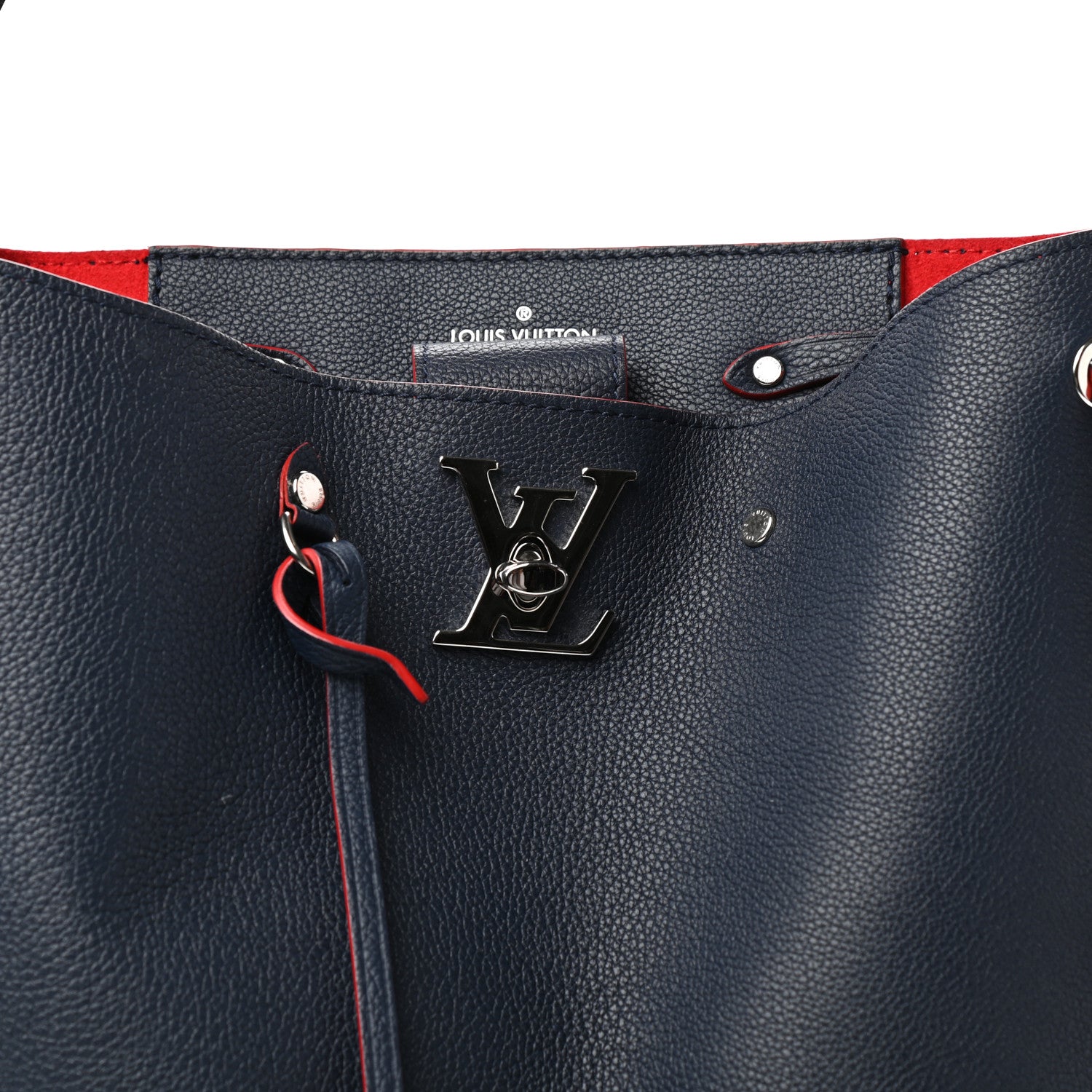 Louis Vuitton Soft Calfskin Braided Lockme Bucket Marine Rouge 9 of 9