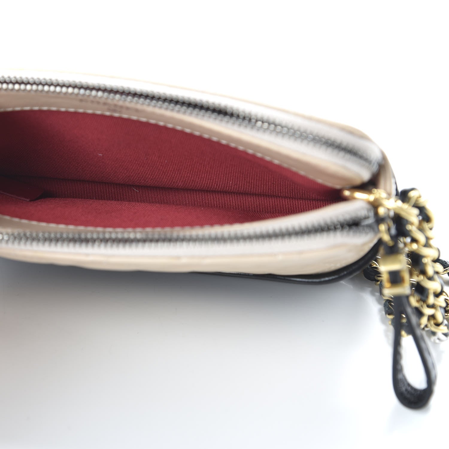 Chanel Aged Calfskin Quilted Small Gabrielle Clutch With Chain Beige Black 5 of 12