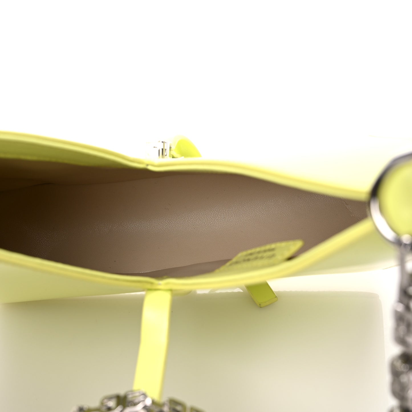 Box Calfskin Mini Cut Out Shoulder Bag Neon Yellow