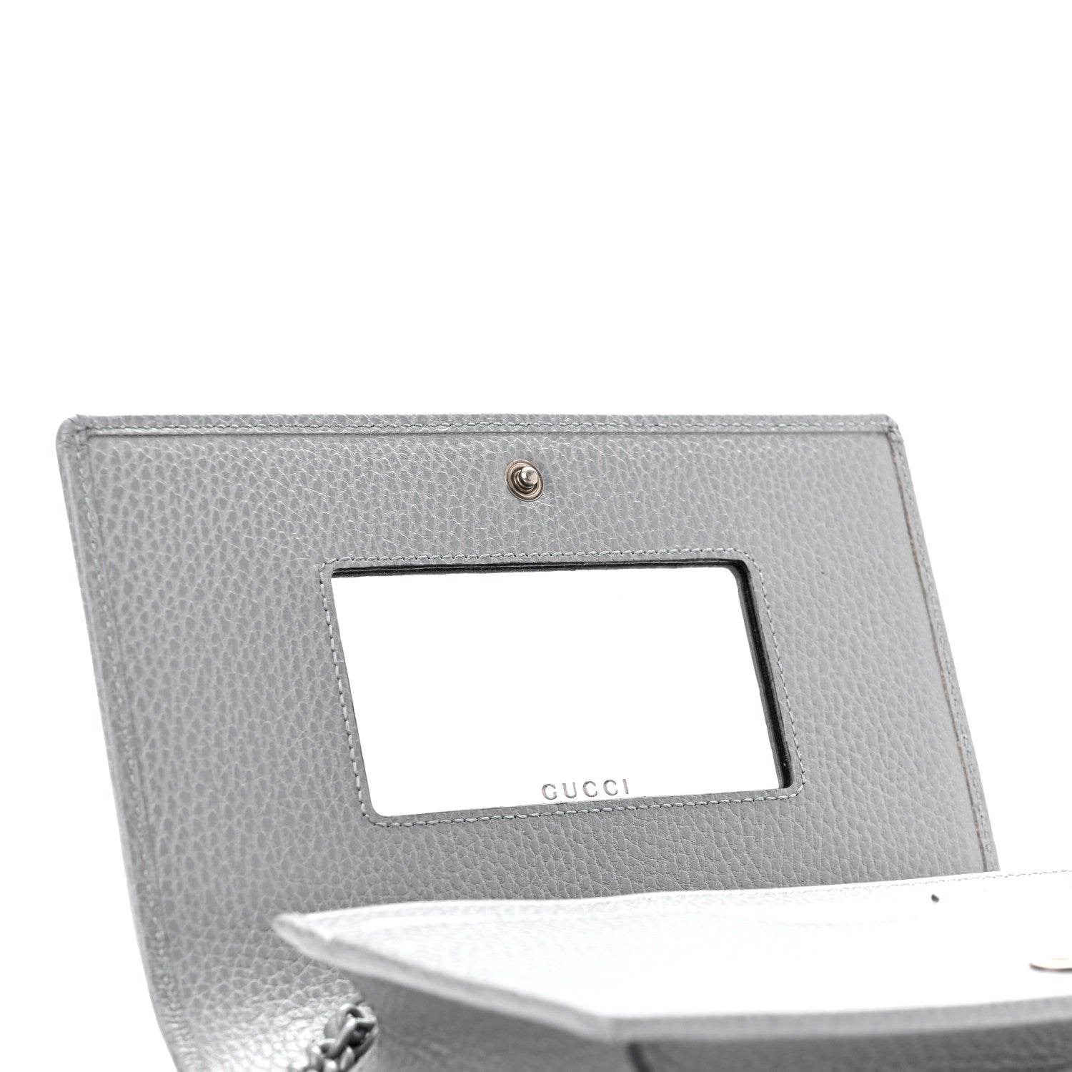 Gucci Dollar Calfskin Enamel Monochrome Mini GG Marmont Chain Wallet Deep Grey 6 of 10