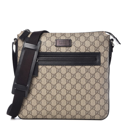 Gucci GG Supreme Monogram Flat Messenger Bag Black 1 of 10