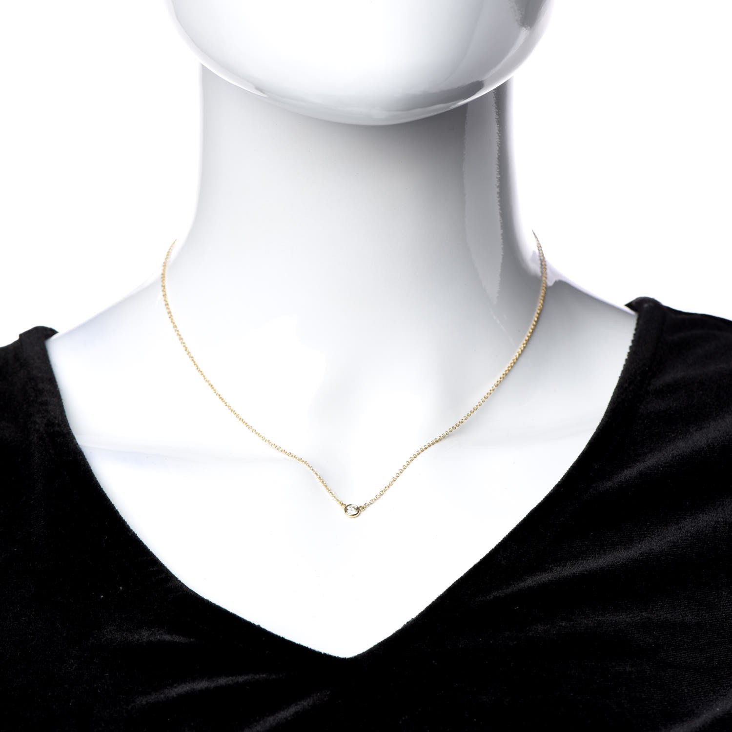 Tiffany 18K Yellow Gold Diamond .14ct Elsa Peretti Diamonds by the Yard Pendant Necklace 2 of 5