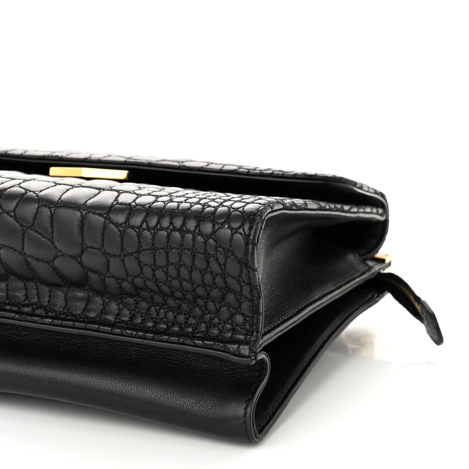 Fendi Nappa Calfskin Crocodile Trapuntata Demi Jour Shoulder Bag Black 10 of 11