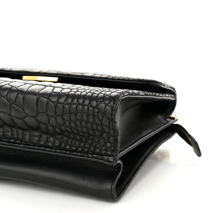 Fendi Nappa Calfskin Crocodile Trapuntata Demi Jour Shoulder Bag Black 10 of 11