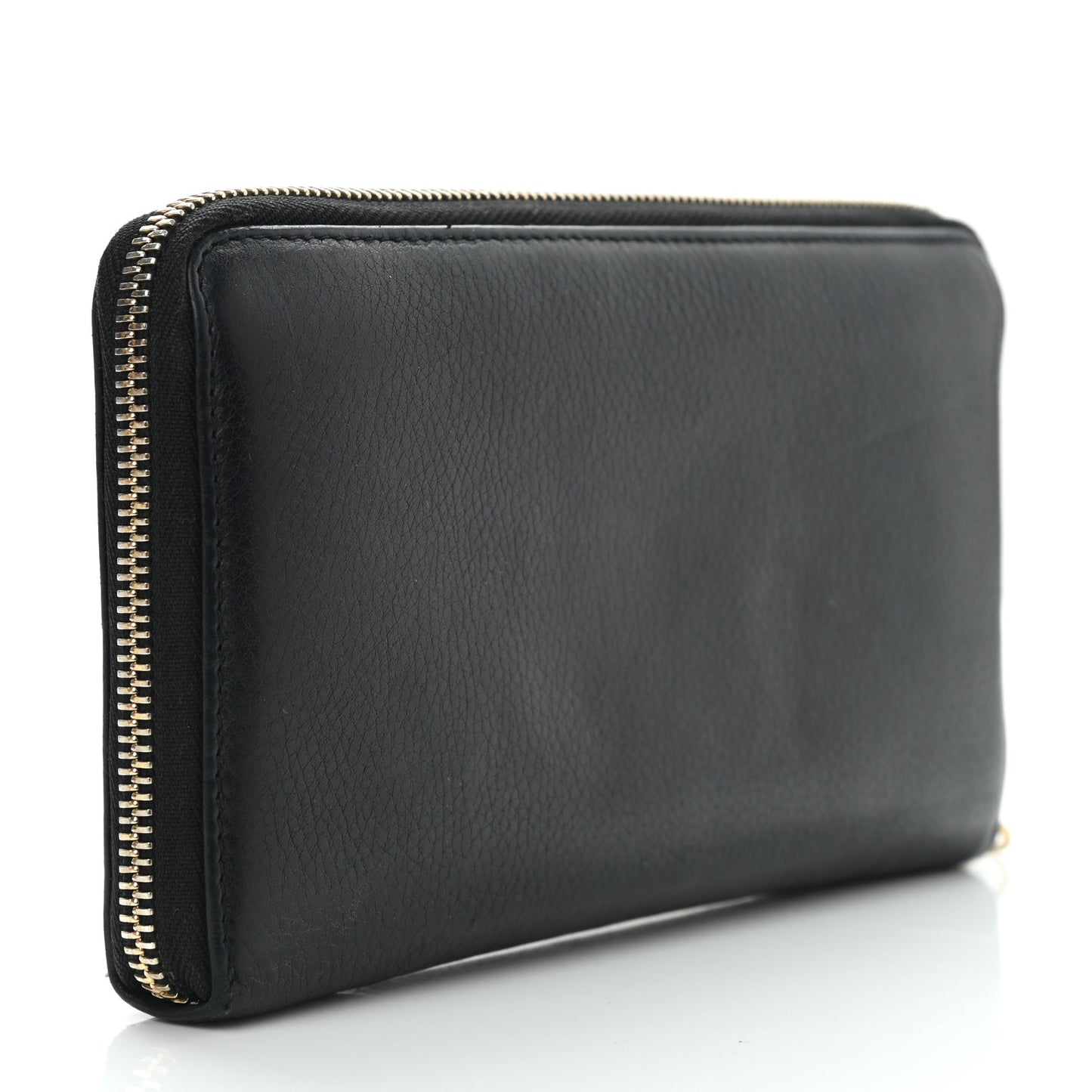 Pebbled Calfskin Soho Zip Around Wallet Black
