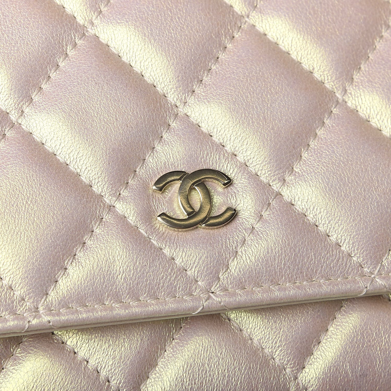 Chanel Iridescent Lambskin Quilted Wallet On Chain WOC Ivory 11 of 12