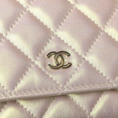Chanel Iridescent Lambskin Quilted Wallet On Chain WOC Ivory 11 of 12
