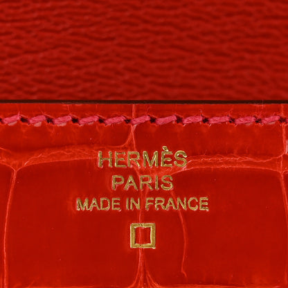 Hermes Shiny Alligator Kelly Longue Wallet Geranium 6 of 11