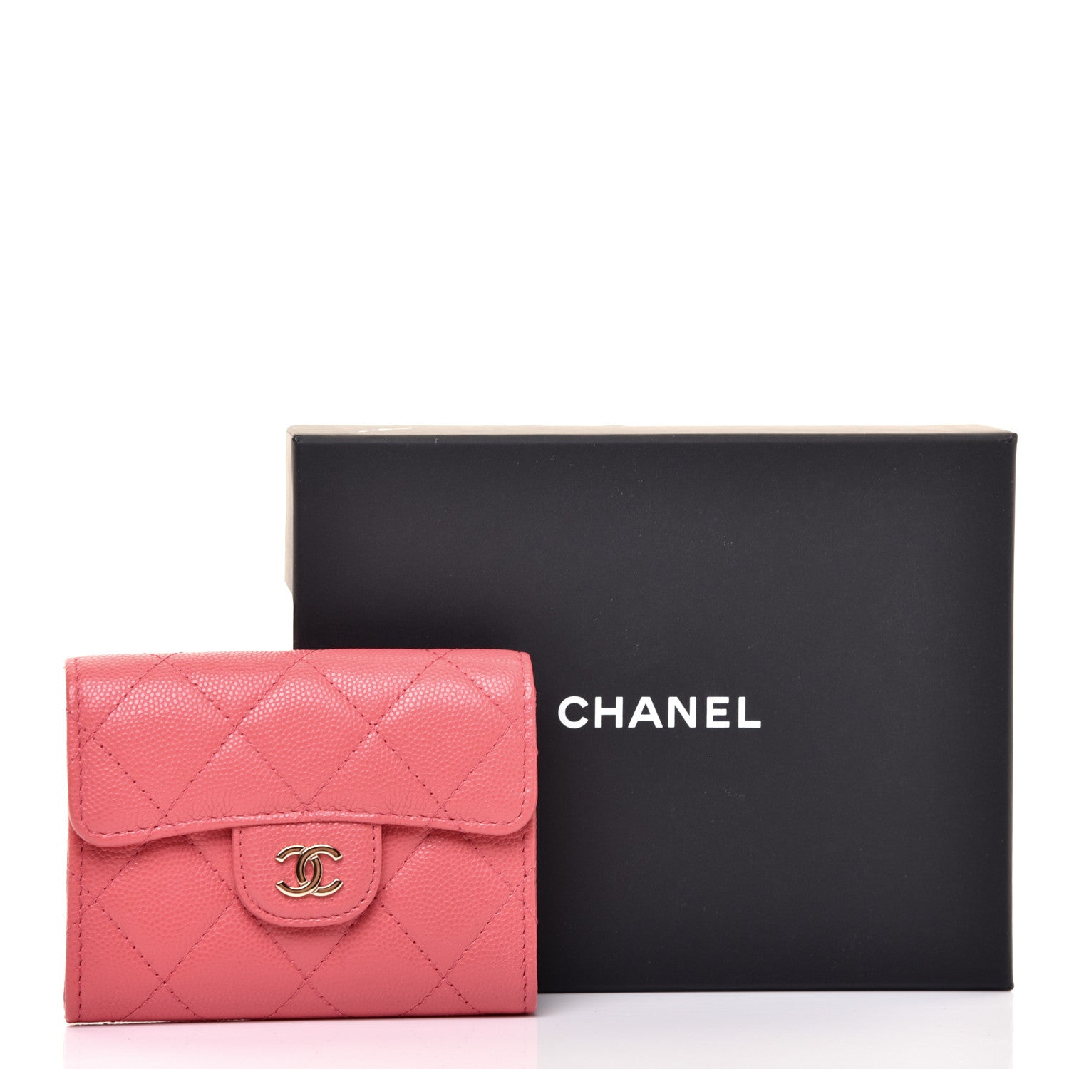 Chanel Caviar Quilted Flap Card Holder Wallet Pink 8 of 8