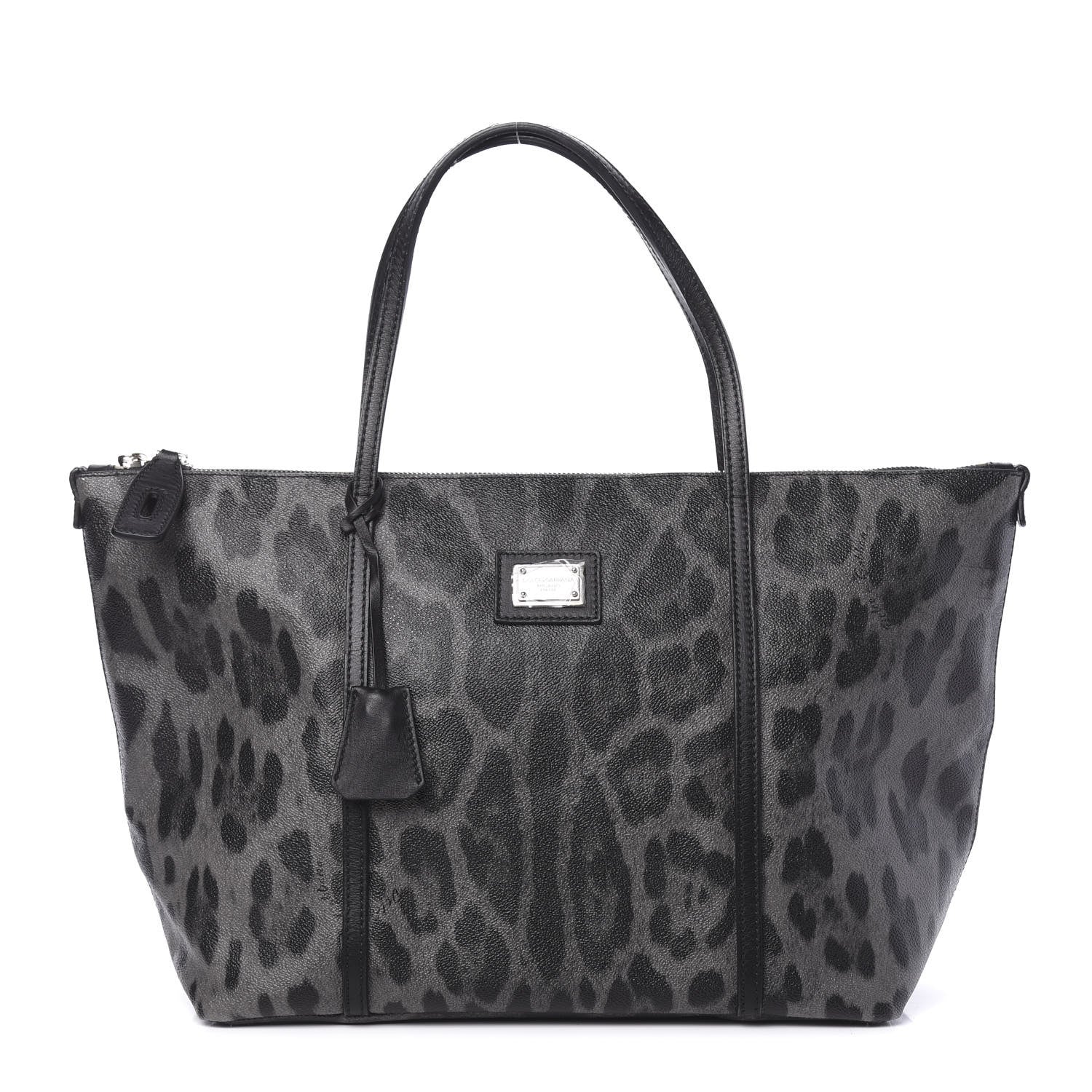 Dolce & Gabbana Coated Canvas Leopard Print Miss Escape Tote Grey 1 of 14