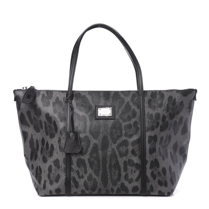 Dolce & Gabbana Coated Canvas Leopard Print Miss Escape Tote Grey 1 of 14