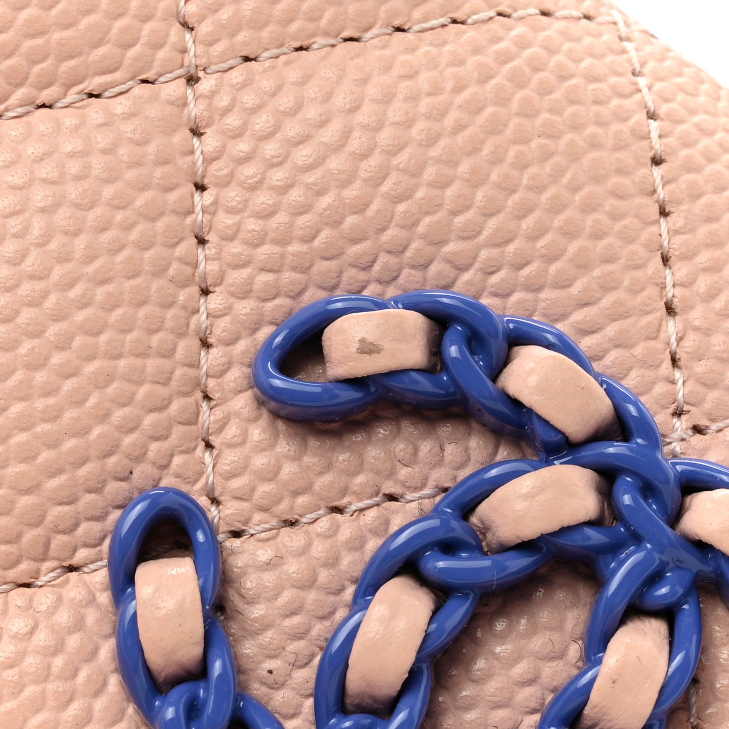 Caviar Quilted Chain CC Flap Card Holder Light Pink