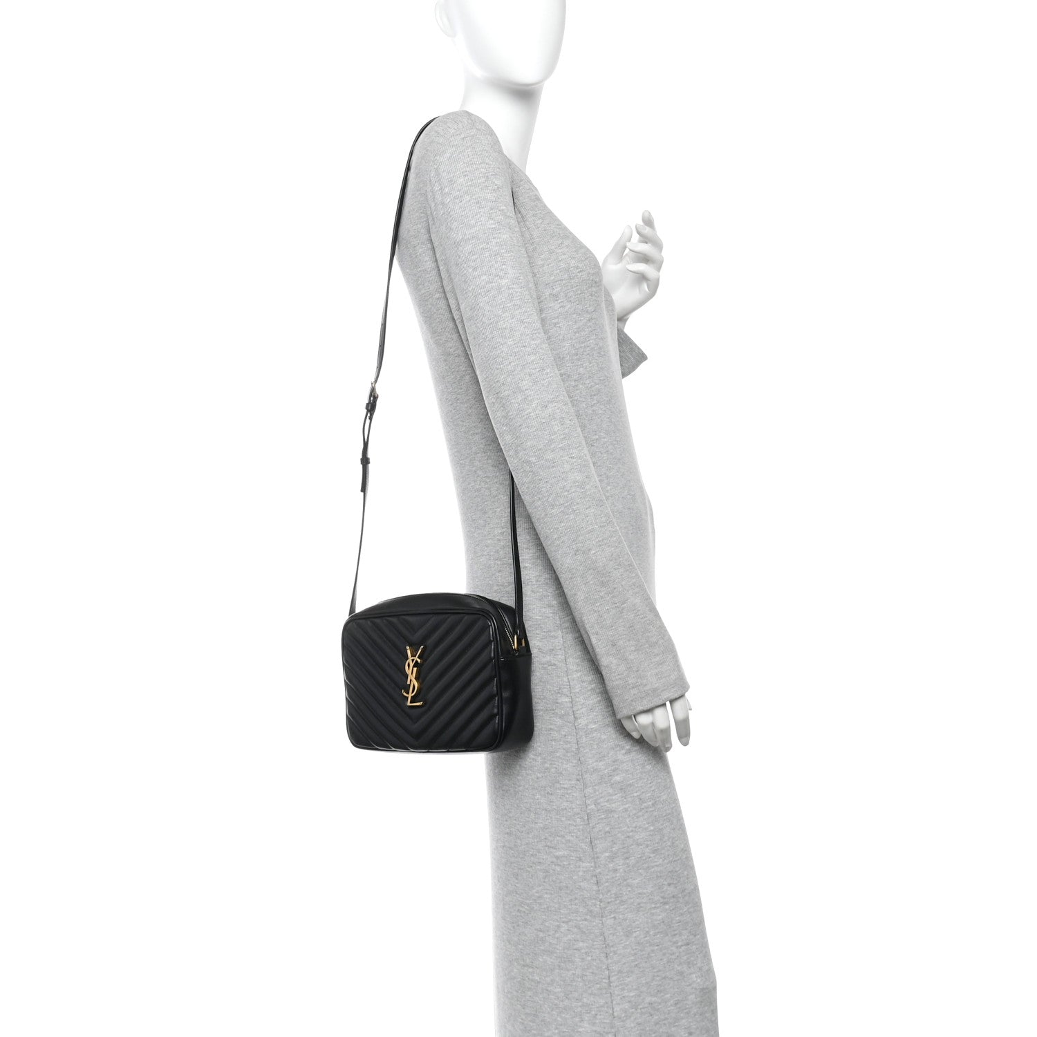 Saint Laurent Calfskin Matelasse Monogram Lou Camera Bag Black 2 of 10