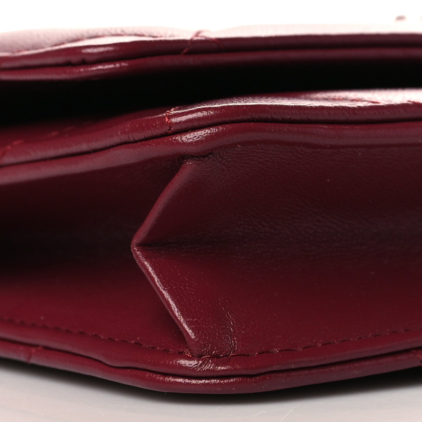 Lambskin Quilted Chanel 19 Wallet On Chain WOC Burgundy