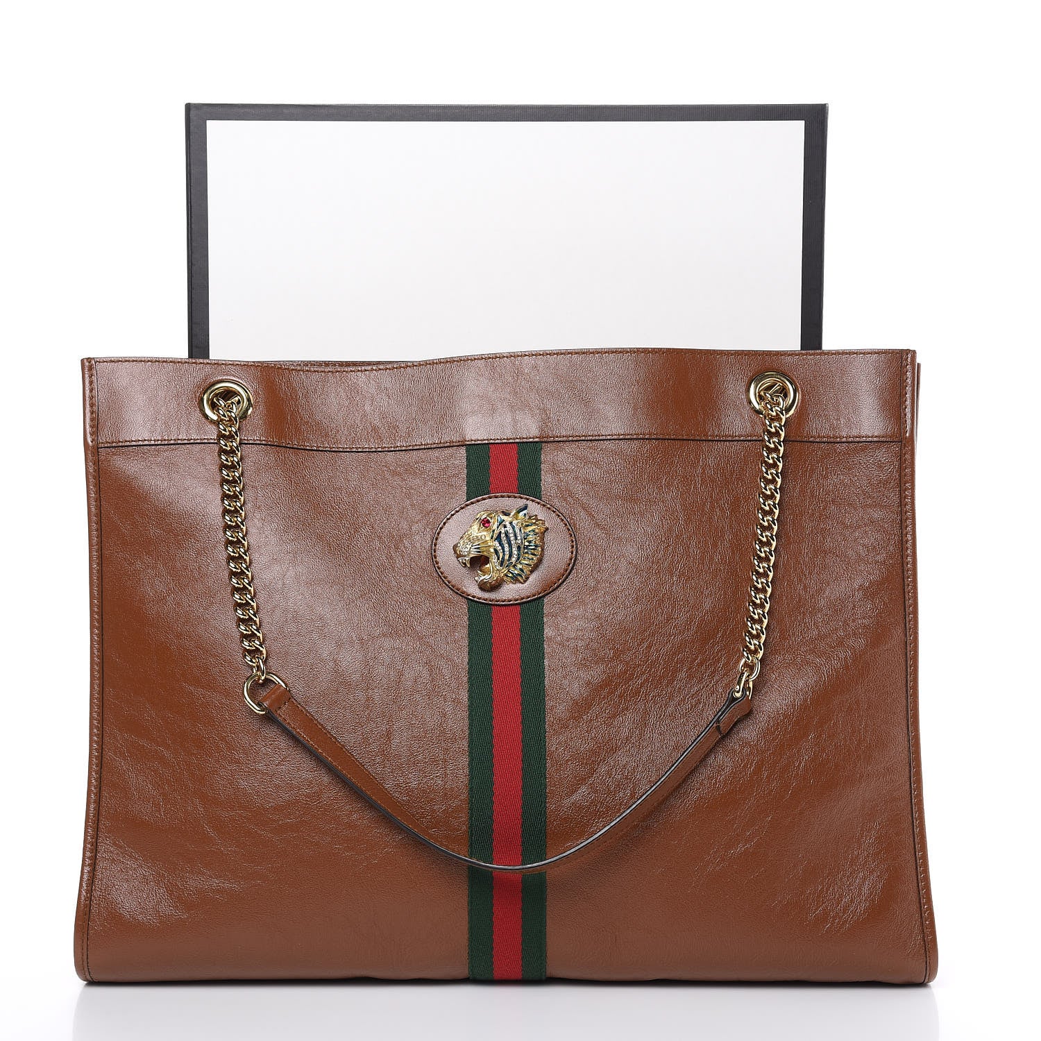 Gucci Calfskin Large Rajah Chain Tote Cuir 10 of 12