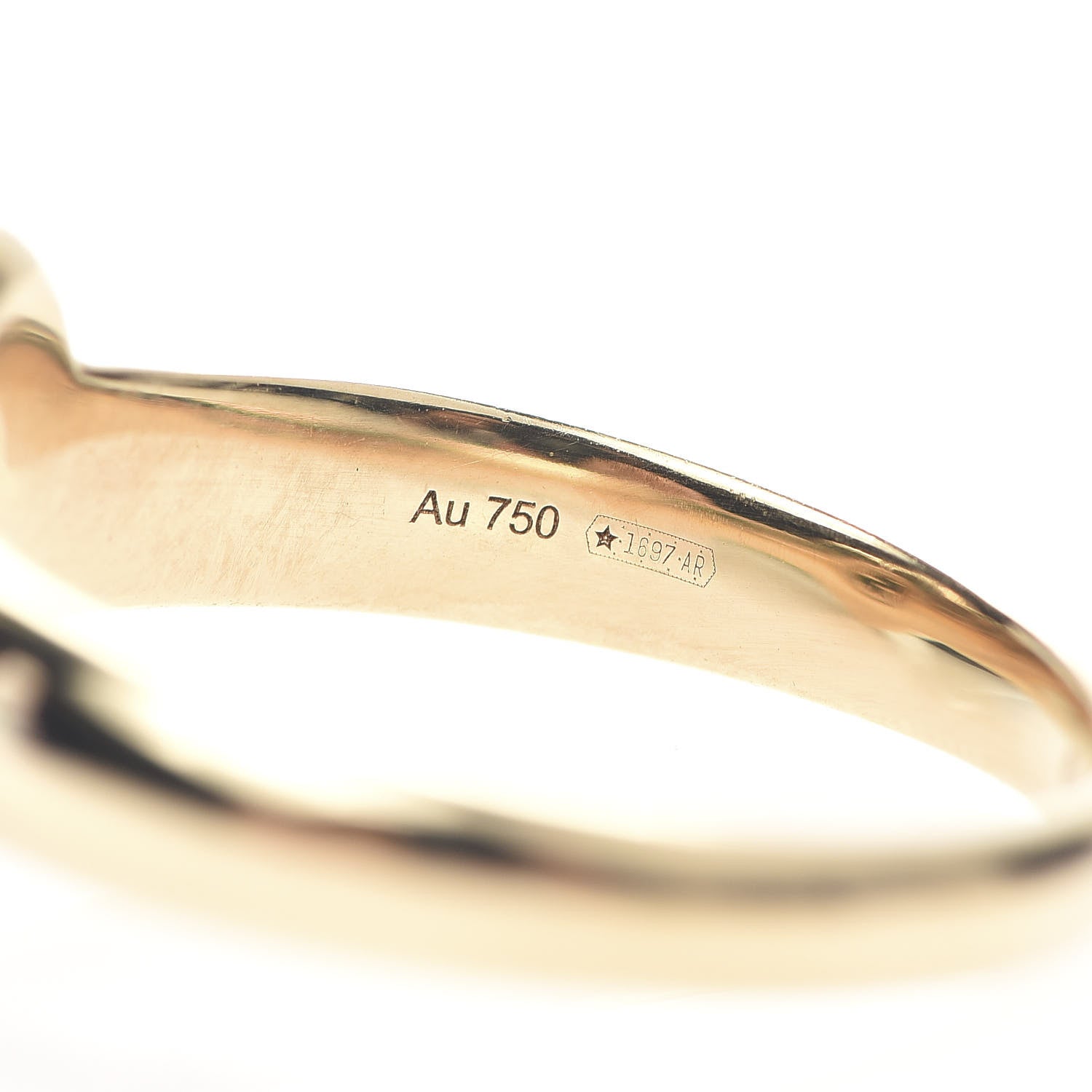 Gucci 18K Yellow Gold Bee Heart Ring 54 6.75 5 of 5