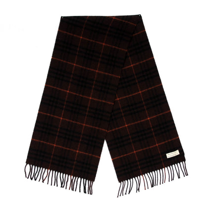 Burberry Wool Check Fringe Scarf Dark Brown 3 of 5
