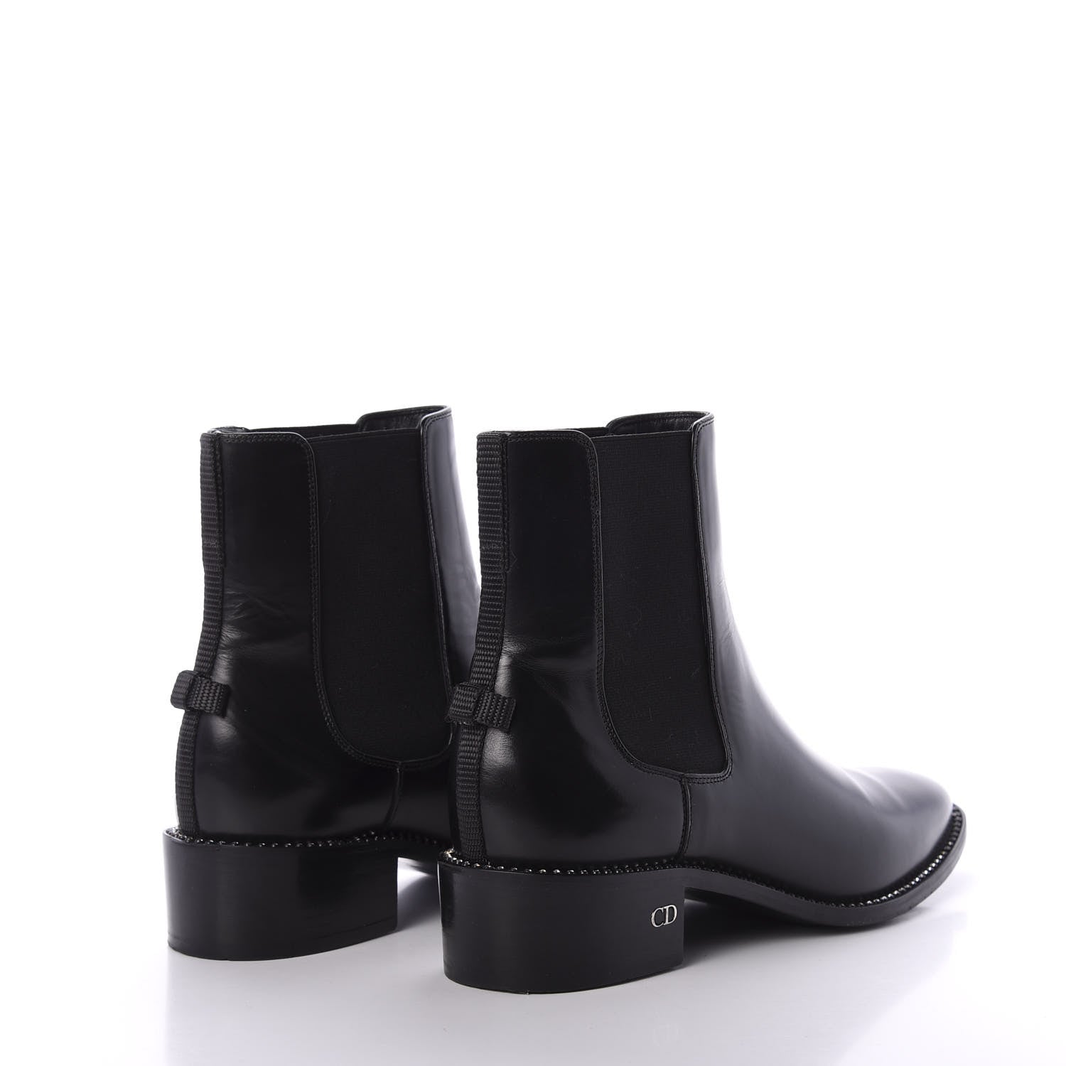 Christian Dior Glazed Calfskin Crystal Tomboy Ankle Boots 37.5 Black 4 of 10