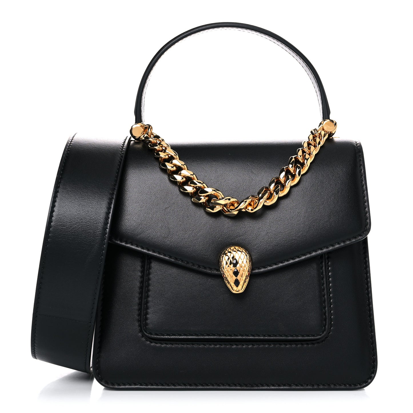Nappa Serpenti Forever Small Maxi Chain Top Handle Bag Black