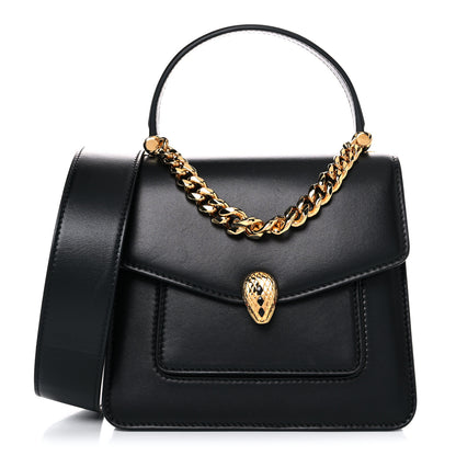 Bulgari Nappa Serpenti Forever Small Maxi Chain Top Handle Bag Black 2 of 15