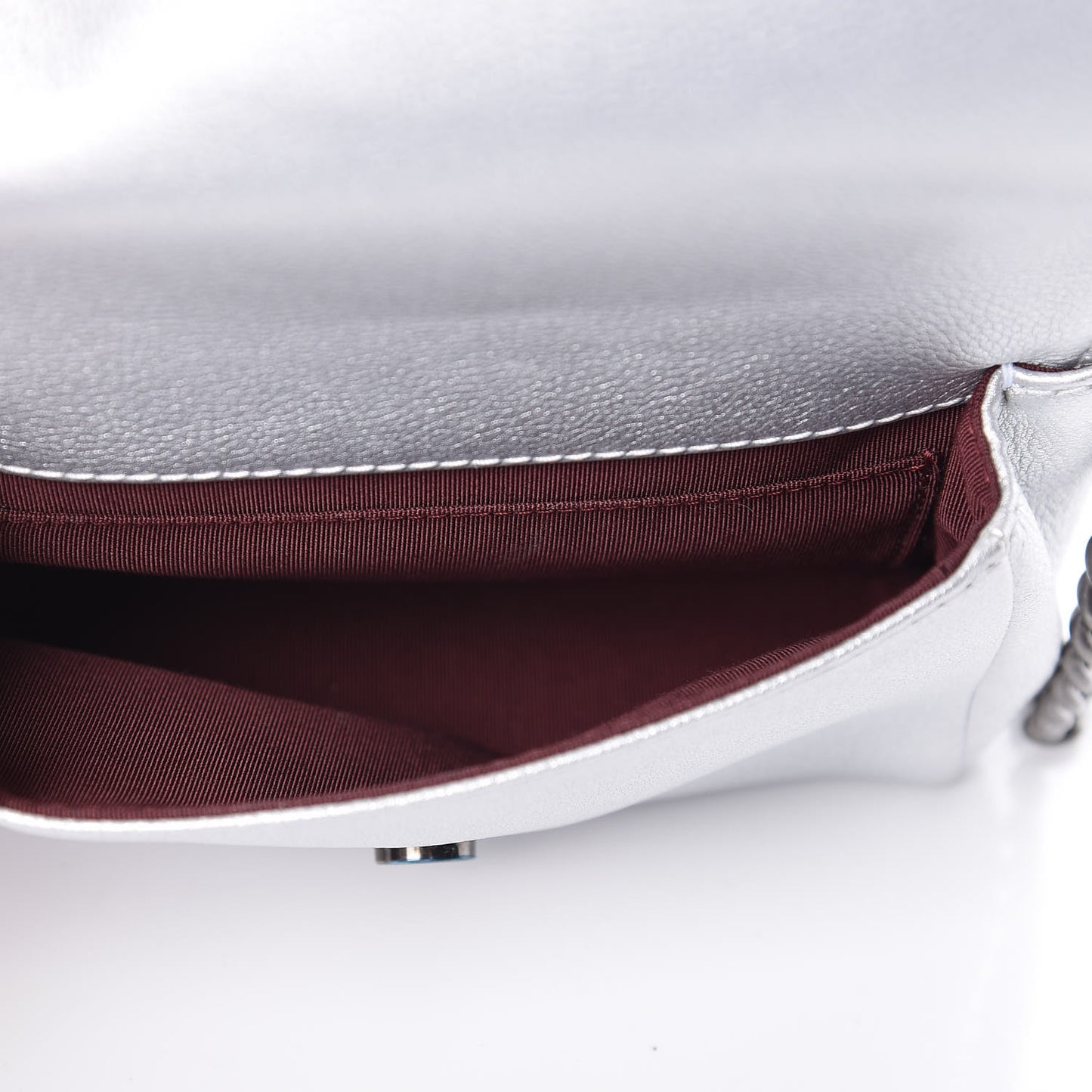 Metallic Calfskin Quilted Small Pilot Essentials Flap Silver