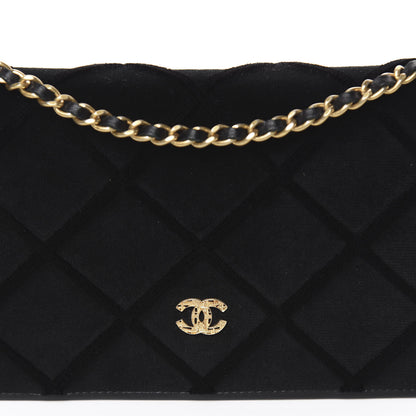 Chanel Velvet Quilted Wallet On Chain WOC Black 11 of 15