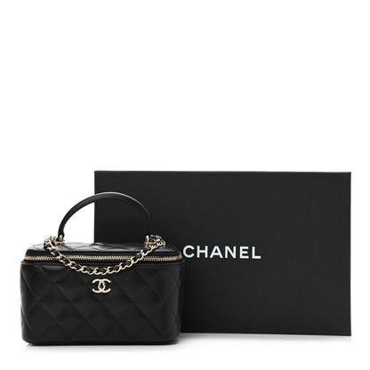 Chanel Lambskin Quilted Small Top Handle Vanity Case With Chain Black 12 of 12