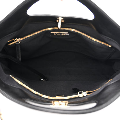 Chanel Shiny Crumpled Calfskin Quilted Large 31 Shopping Bag Black 5 of 10