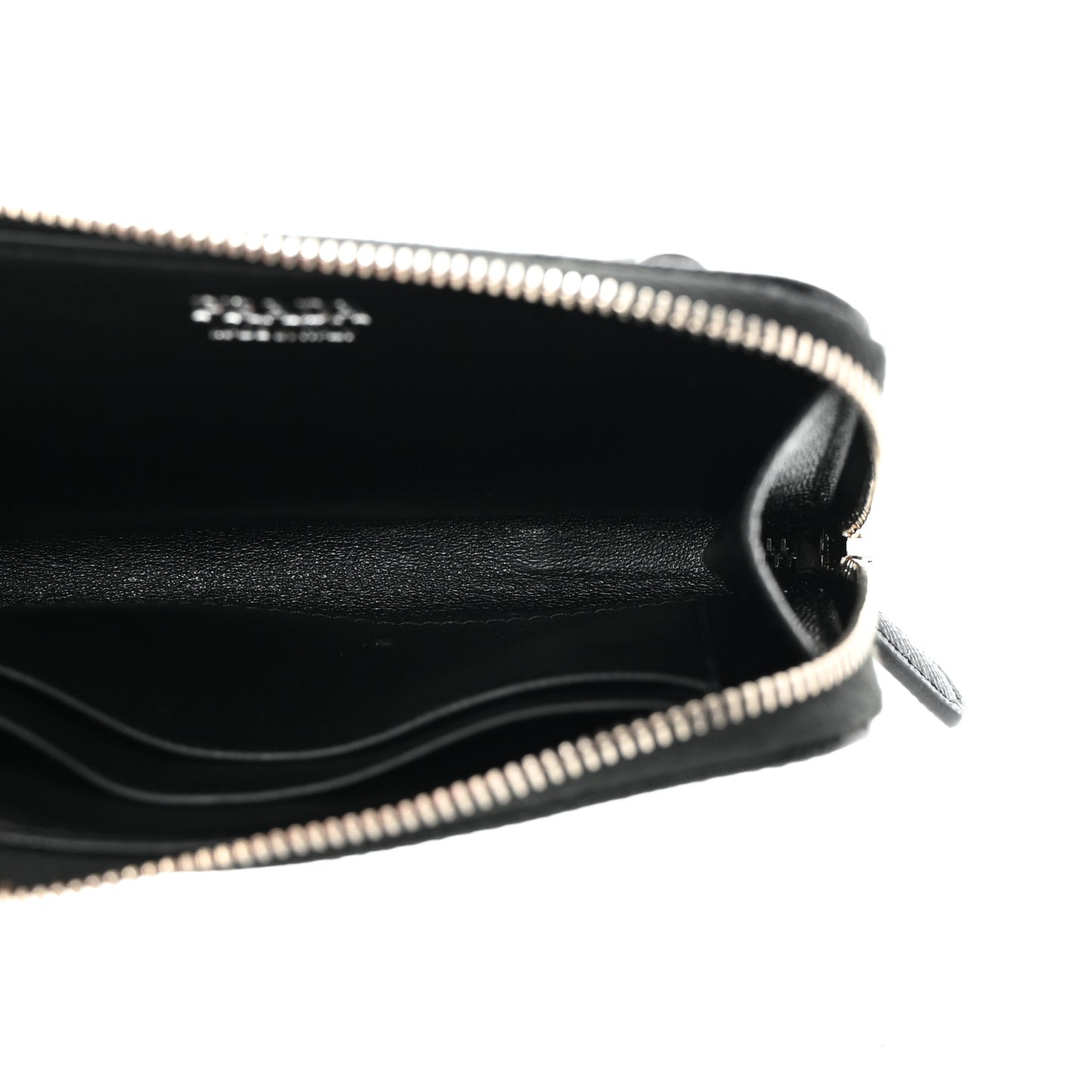 Saffiano Triangle Zip Around Keychain Black