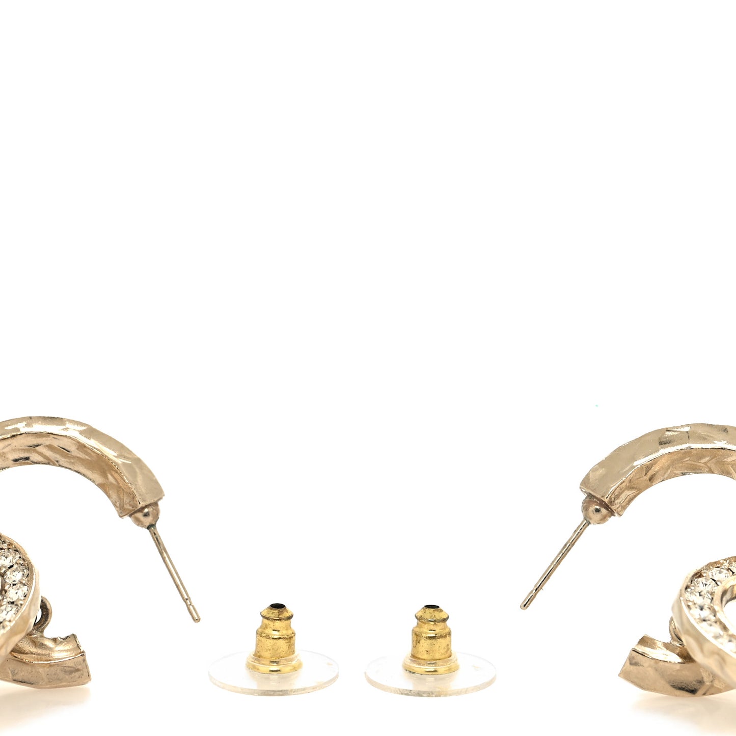 Crystal Round CC Drop Earrings Gold