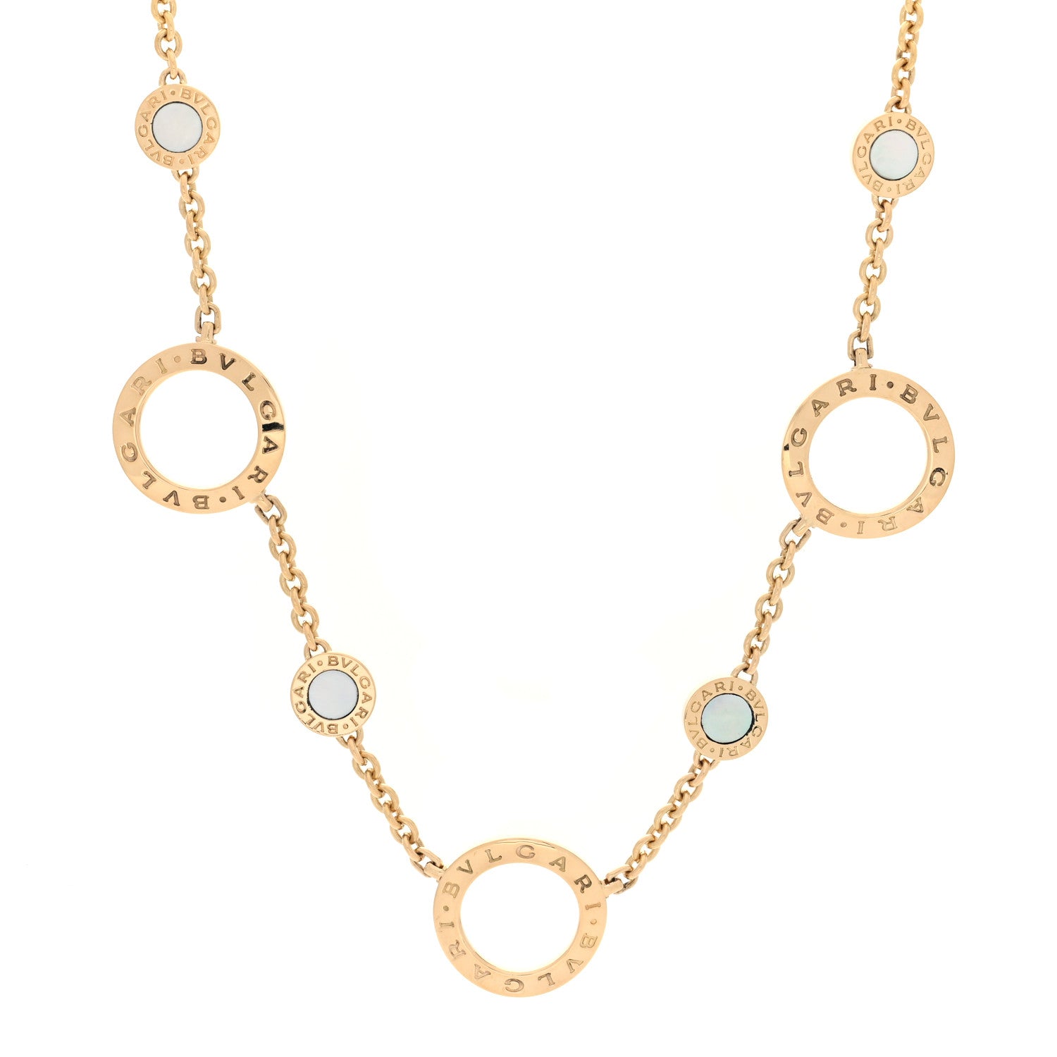 Bulgari 18K Yellow Gold Mother of Pearl BVLGARI BVLGARI Station Necklace 1 of 4