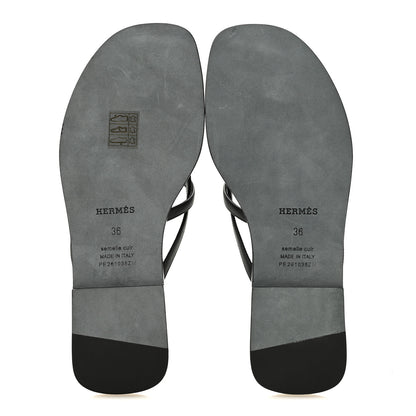 Hermes Calfskin Miss Sandals 36 Black 6 of 9