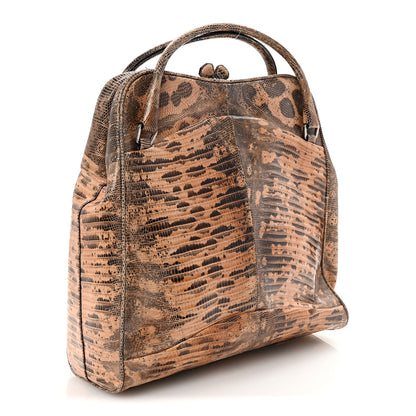 Prada Lizard Kiss Lock Frame Bag Salmone 3 of 9