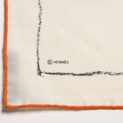 Hermes Cashmere Silk Pirouette au Galop Shawl 140 Blanc Noir Gris 3 of 6