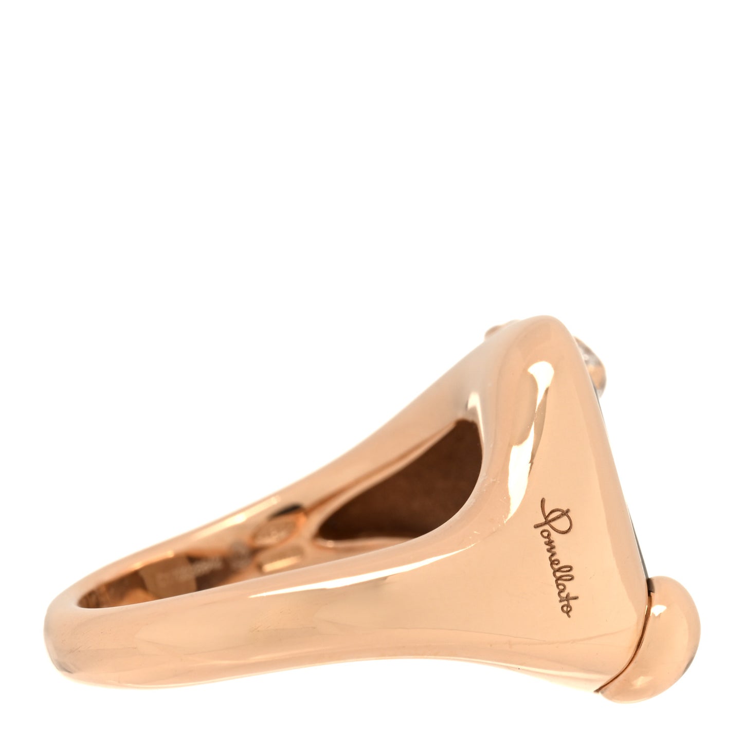 18K Rose Gold Diamond Smoky Quartz Ritratto Ring 55 7.25