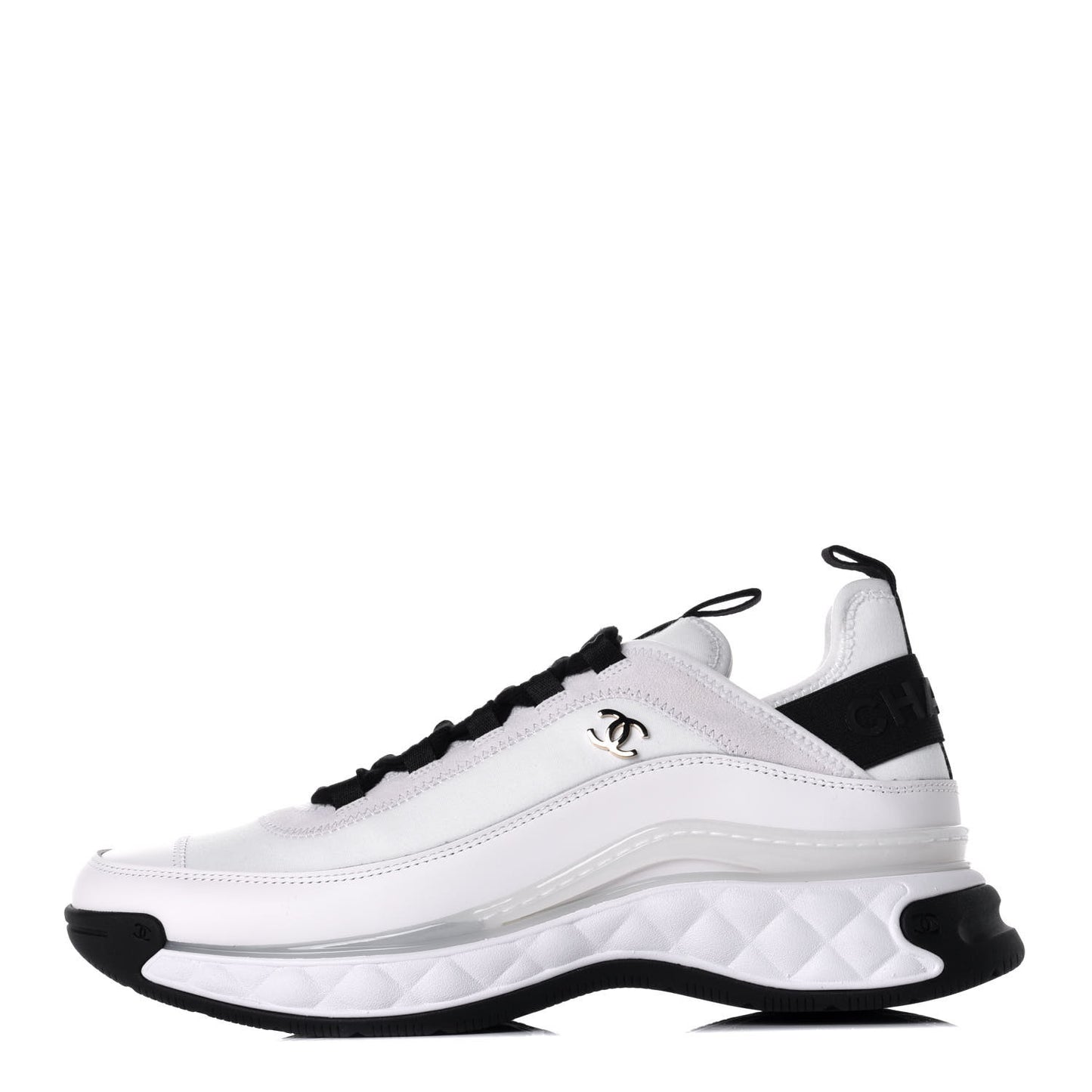 Velvet Calfskin Mixed Fibers CC Sneakers 41 Ivory Black
