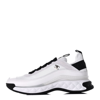 Chanel Velvet Calfskin Mixed Fibers CC Sneakers 41 Ivory Black 1 of 9