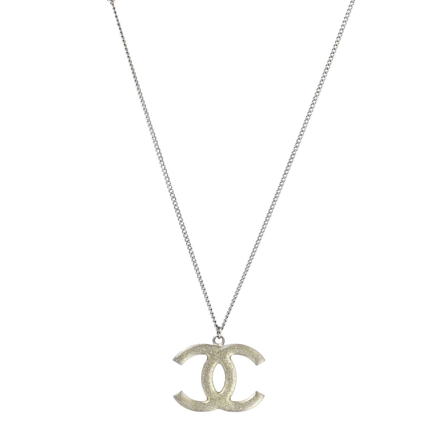 Baguette Crystal CC Necklace Silver