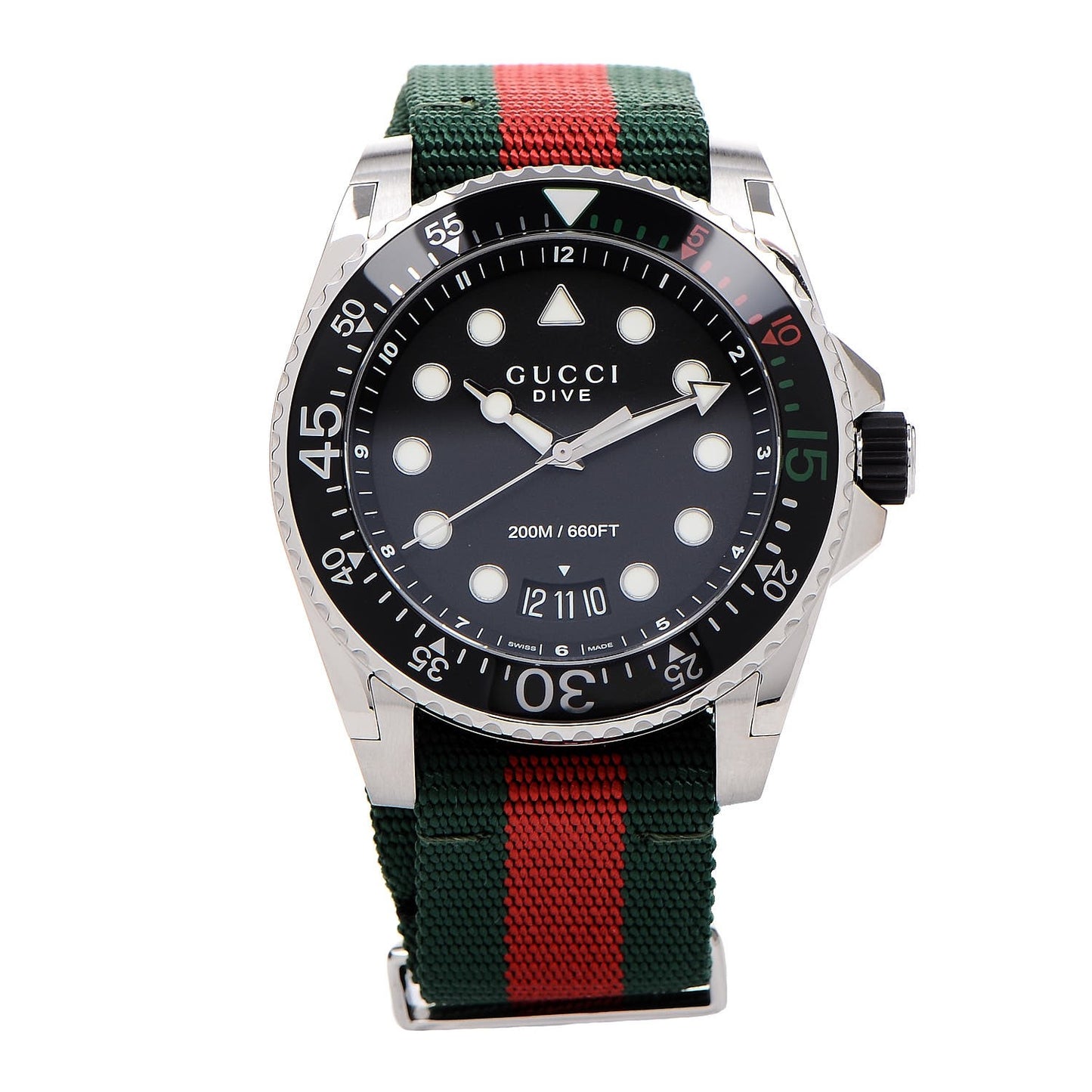 Stainless Steel Nylon 45mm Dive Quartz Watch Black