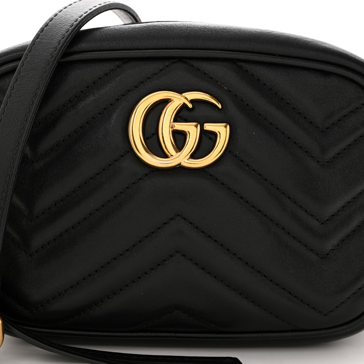 Calfskin Matelasse Mini GG Marmont Chain Shoulder Bag Black