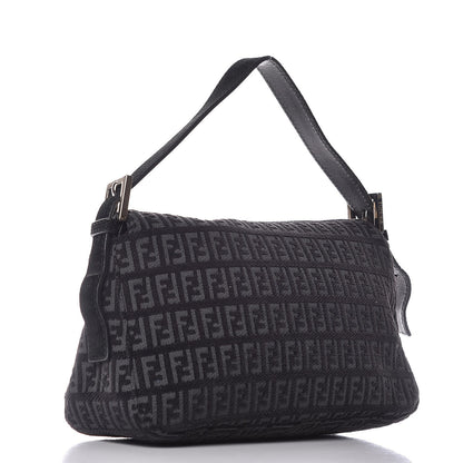 Fendi Velvet Zucchino Suede Baguette Black Grigio 3 of 6