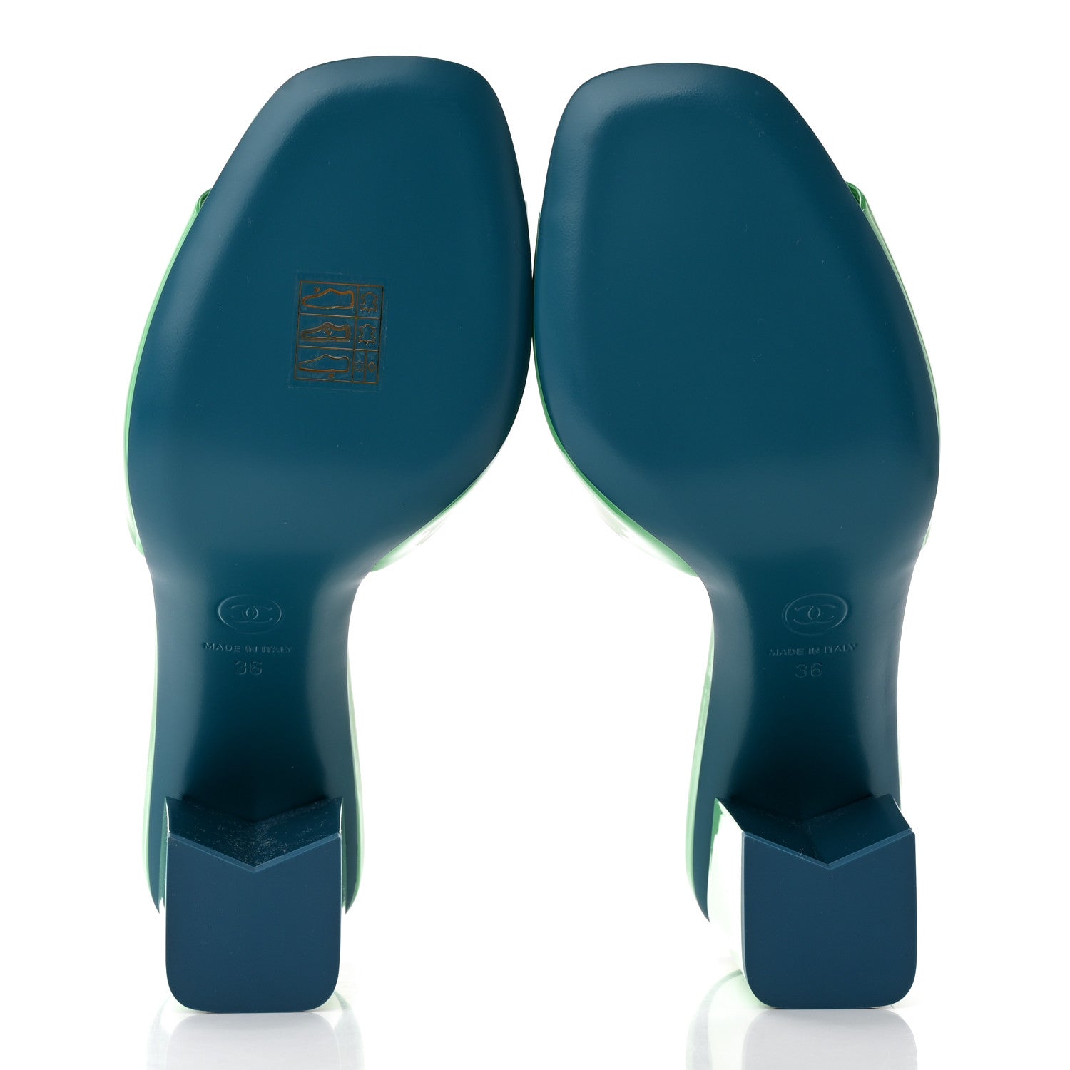 Chanel Patent CC Mules 36 Green Turquoise 5 of 10