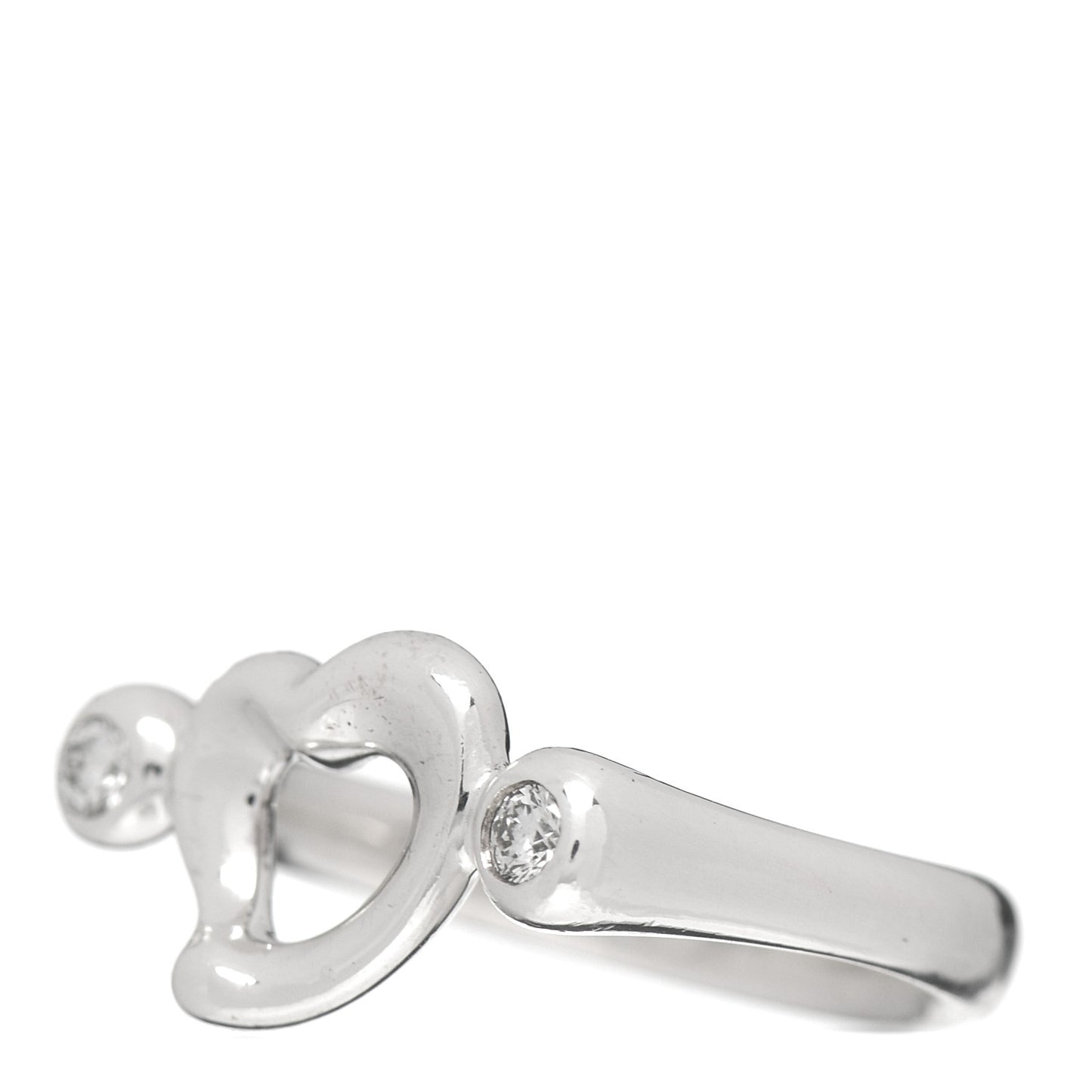 Sterling Silver Diamond Elsa Peretti Open Heart Ring 49 5