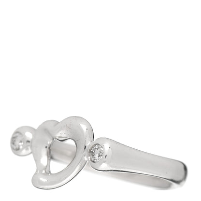 Tiffany Sterling Silver Diamond Elsa Peretti Open Heart Ring 49 5 3 of 5